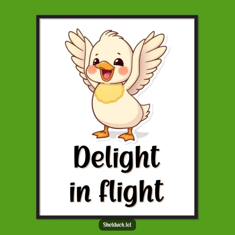 Funny Delighted Shelduck Poster: Flapping Wings Bird Art, Unique Decor Gift