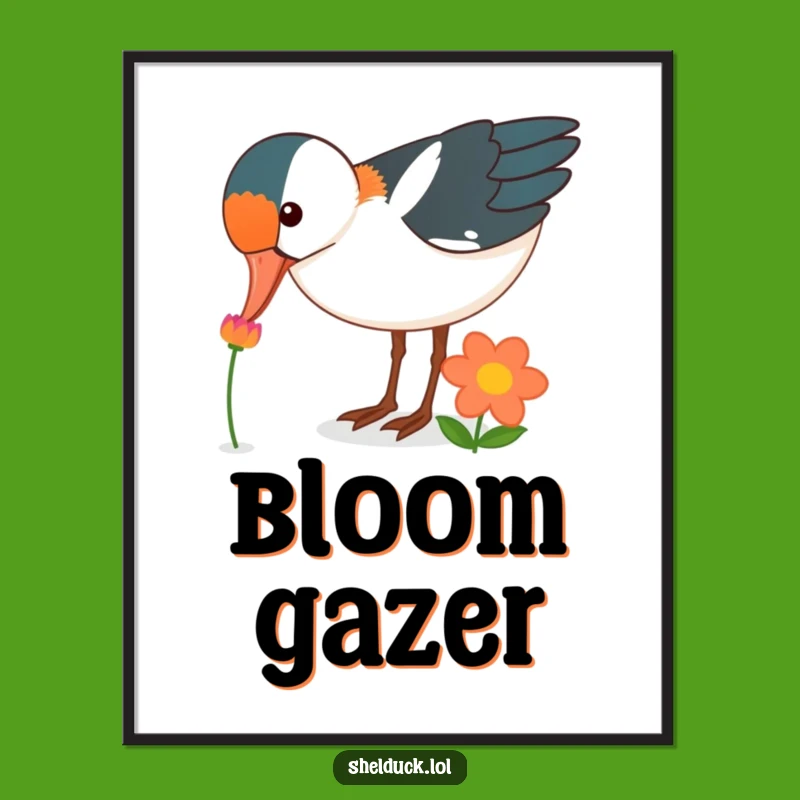 Funny Shelduck Flower Peck Poster - Vibrant Bird Wall Art Gift Idea