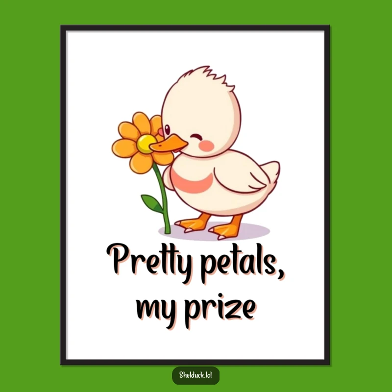 Funny Shelduck Flower Pecking Poster: Adorable and Hilarious Wall Art