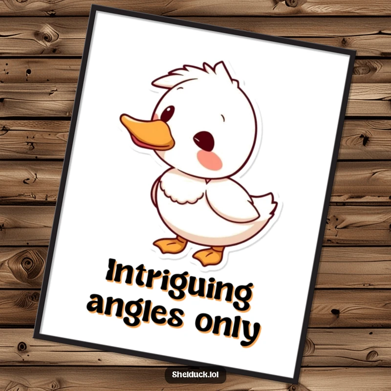 Funny shelduck poster featuring a bird humorously tilting its head, ideal for adding curious and thoughtful wall decor.