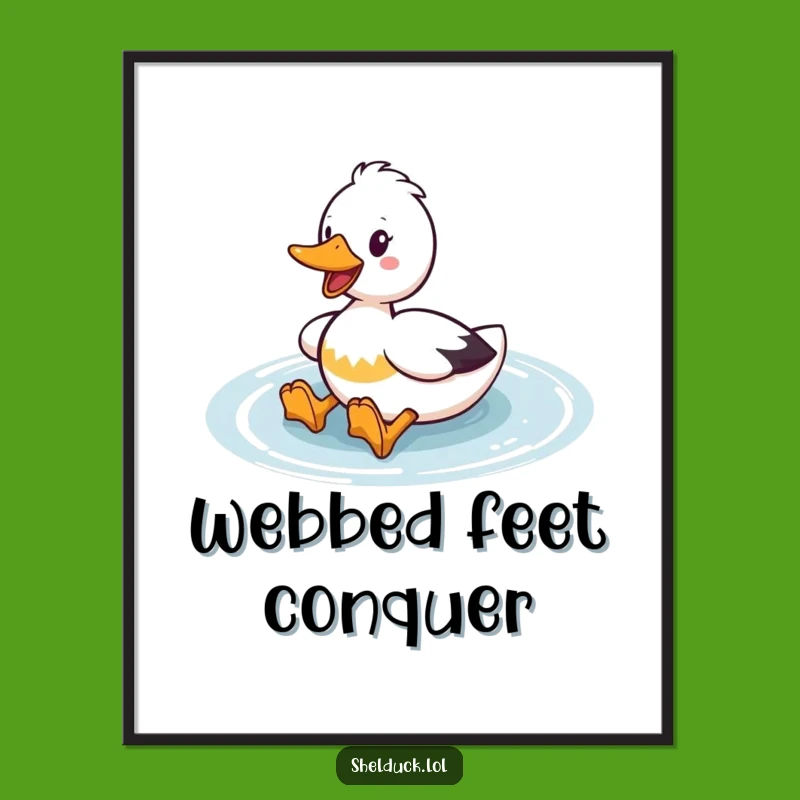 Funny Shelduck Poster: Enthusiastic Paddler Art, Hilarious Bird Decor Gift