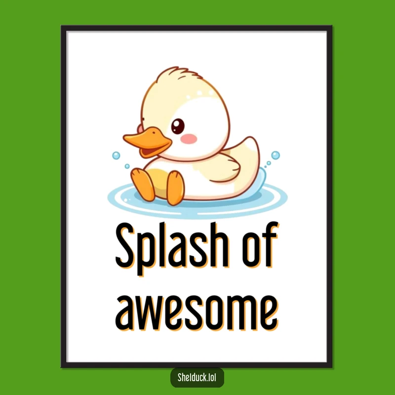 Funny Shelduck Splash Poster: Happy Duck Art, Cheerful Wall Decor Gift