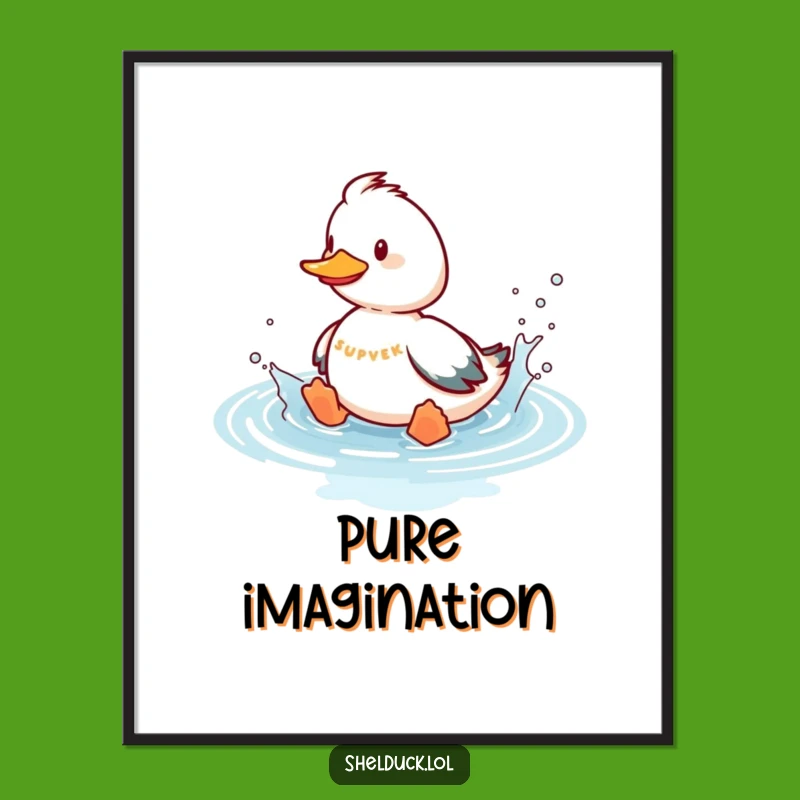 Funny Shelduck Splashing Poster - Playful Bird Art Gift