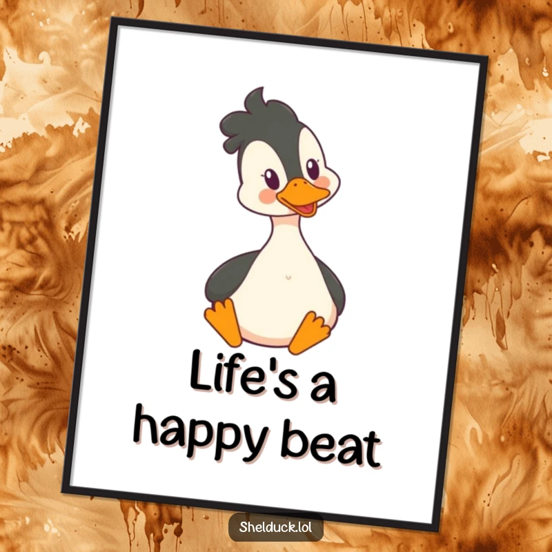 Funny Shelduck Poster: A shelduck humorously bobbing its head with infectious joy, perfect for cheerful wall decor.