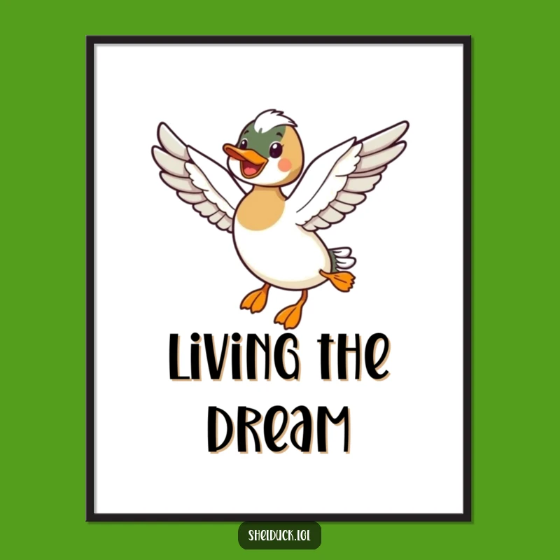 Funny Shelduck Flying Poster - Joyful Wings Outstretched Art