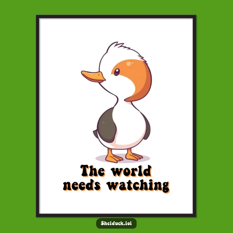 Funny Shelduck Poster - Quirky Neck Stretch Art, Hilarious Bird Observation Decor