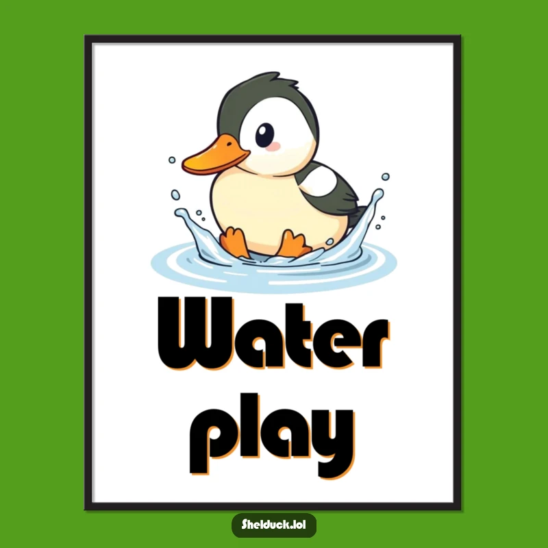 Funny Shelduck Splashing Art Print - Playful Bird Poster, Hilarious Gift