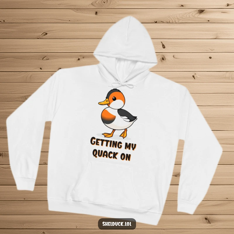 Funny hoodie with a cute shelduck waddling purposefully, radiating determination and cozy vibes for any wearer.