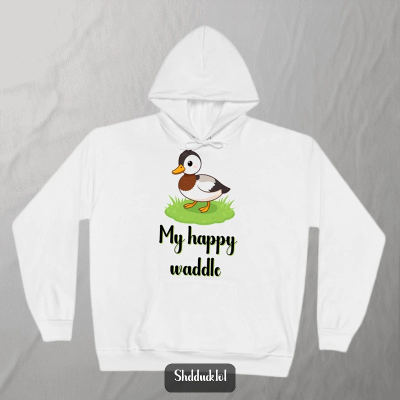Funny Shelduck Hoodie: A cute bird waddles through grass, bringing funny, happy vibes, great funny gift for cozy moments.