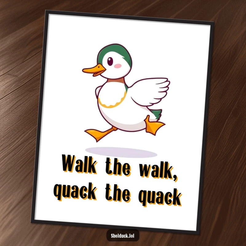 Funny Free Printable Wall Art: A shelduck performing a ridiculously comical strut, exuding quirky confidence and charm. A humorous downloadable piece.