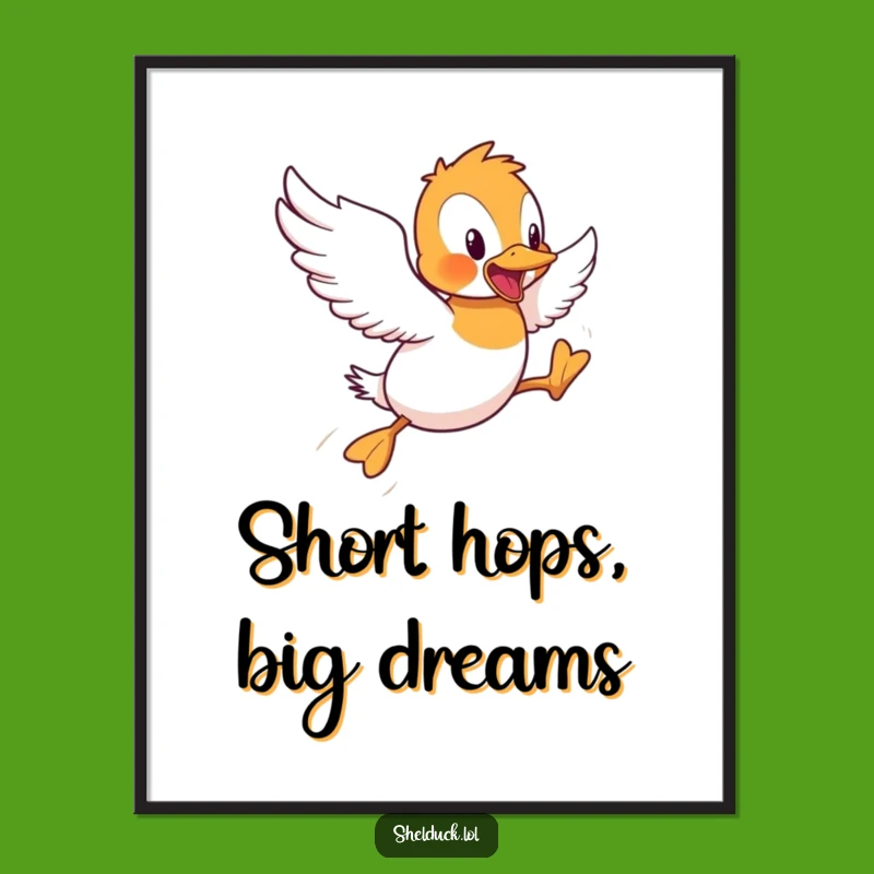 Free Printable Wall Art: Funny Shelduck Trying to Fly, Downloadable Humorous Decor