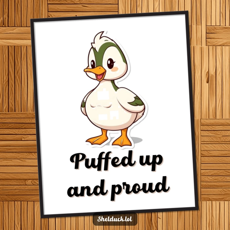 Funny Free Printable Wall Art: A shelduck posing proudly, chest puffed, radiating self-assurance and humor.
