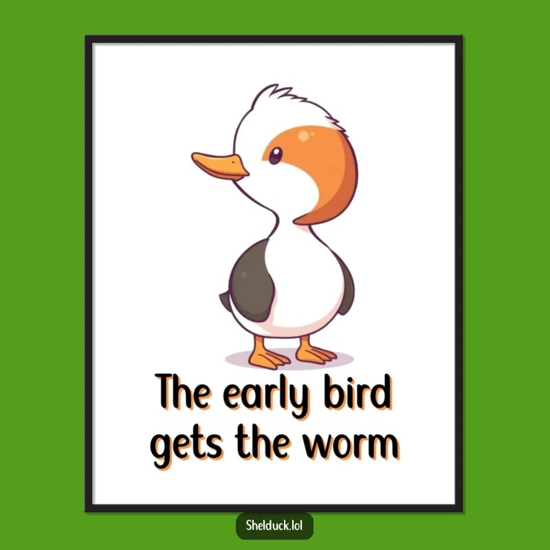 Funny Free Printable Wall Art: Shelduck Neck Stretch Observation, Downloadable Humor
