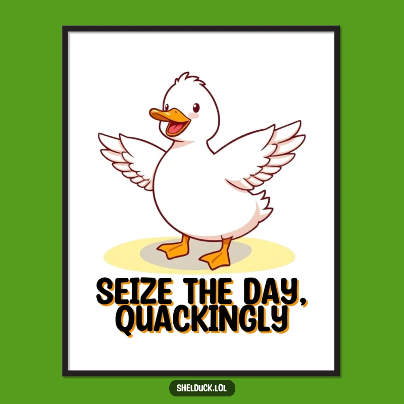 Funny Free Printable Wall Art: Shelduck Stretching - Humorous Sunshine Downloadable Decor
