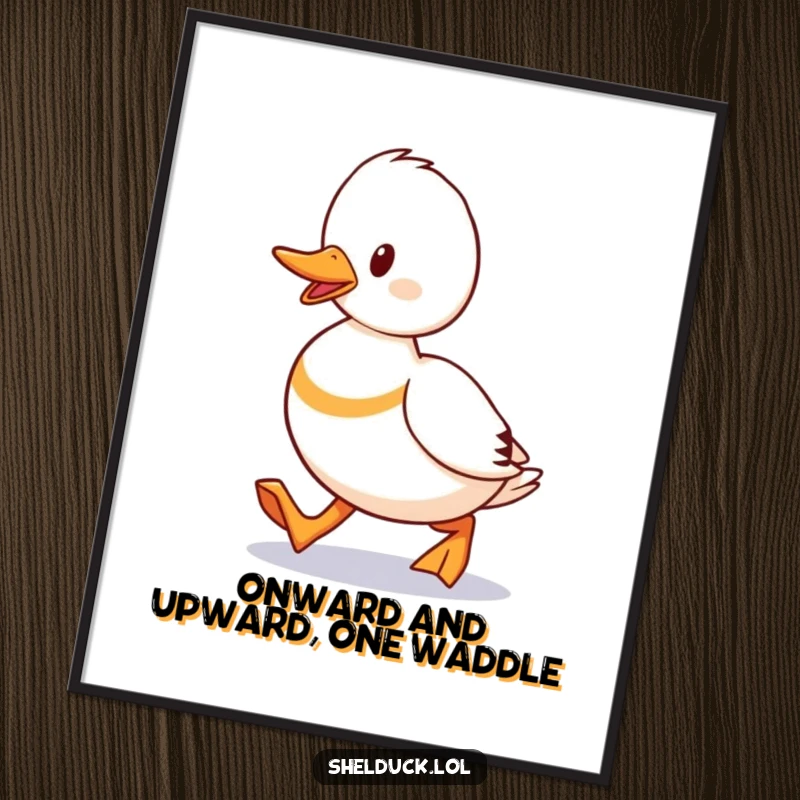 Funny Free Printable Wall Art: Amusing shelduck character waddling with a determined stride, adding quirky charm.