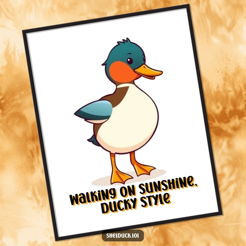 Funny Free Printable Wall Art: A shelduck performing a hilariously confident and comical strut, adding humor to any room.