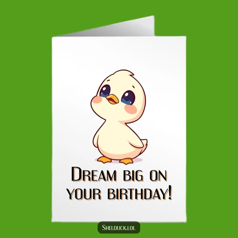 Free Printable Birthday Card: Curious Shelduck Looks Up, Funny Downloadable Gift for Dreamers