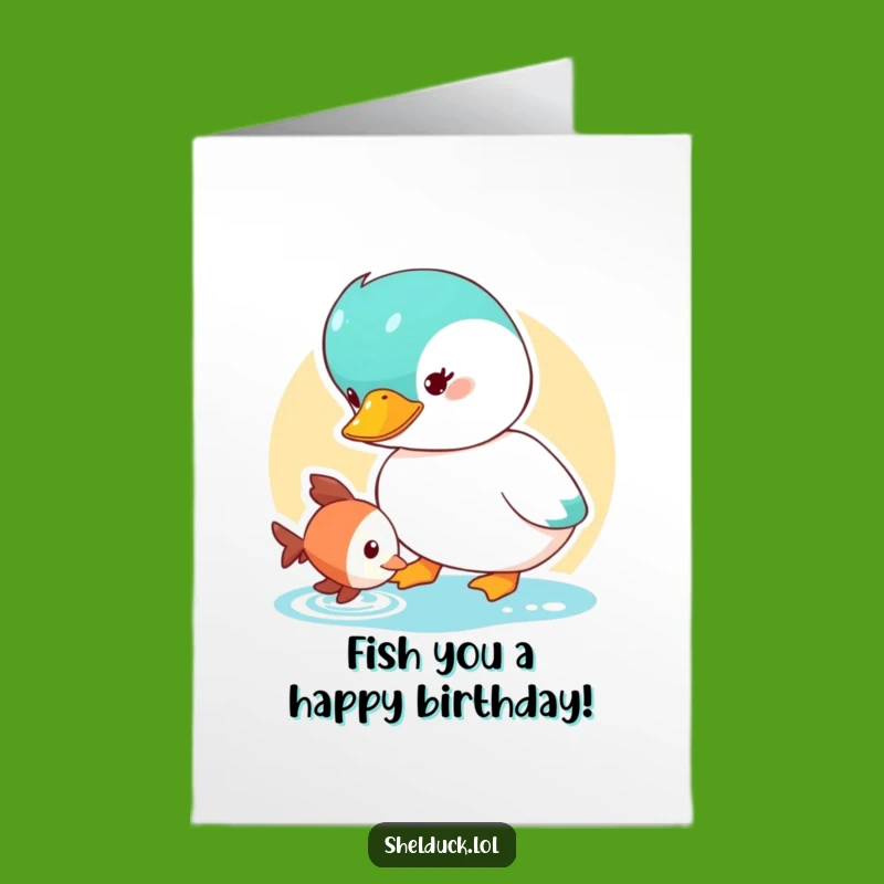 Free Printable Birthday Card: Curious Shelduck Fish Funny Downloadable Gift