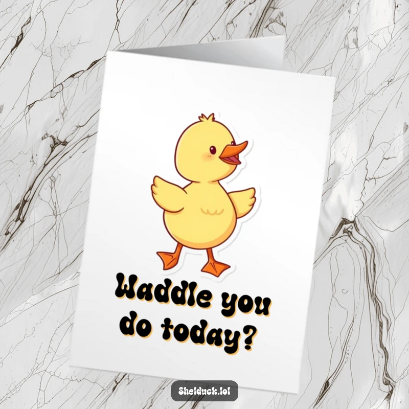 Funny Free Printable Birthday Card: Cheerful duckling waddling with joy, perfect for a fun and easy DIY greeting.