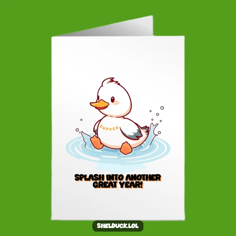 Free Printable Birthday Card: Splashing Shelduck Fun For A Joyful Celebration