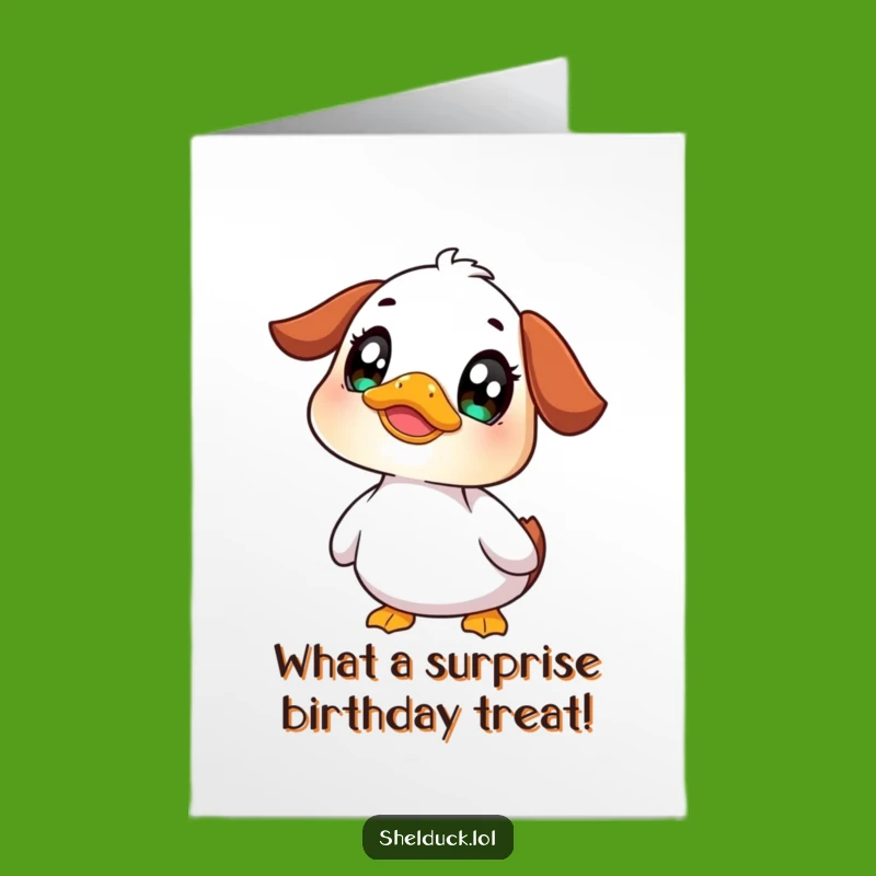 Free Printable Shelduck Birthday Card: Curious Wide-Eyed Bird Downloadable Greeting for Wonder