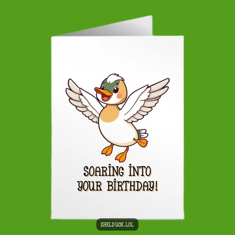 Joyful Shelduck Birthday Card Free Printable: Soaring Wishes Downloadable Gift