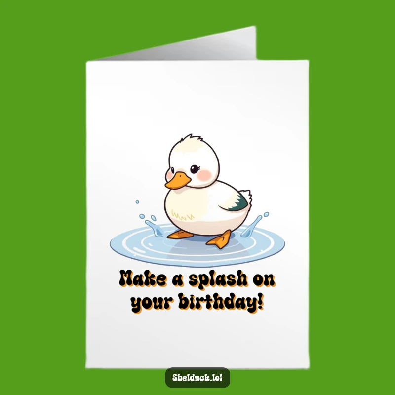 Free Printable Shelduck Birthday Card: Splashing Bird Downloadable Greeting for Joyful Celebrations