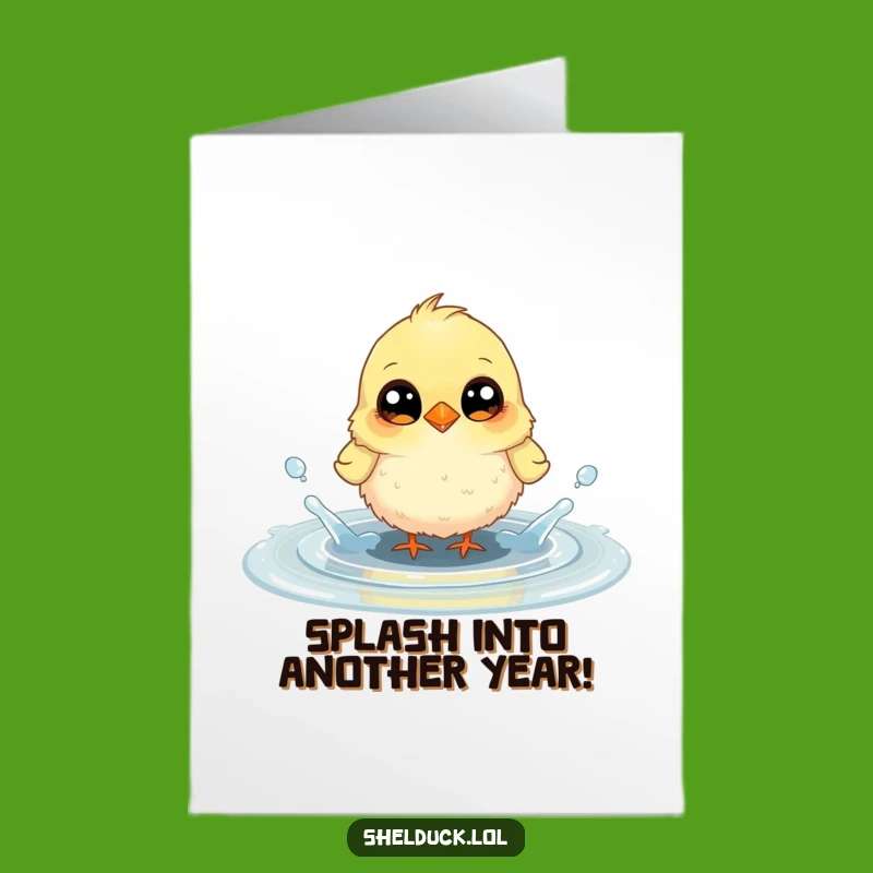 Free Printable Funny Bird Birthday Card: Puddle Splash Fun Downloadable Gift