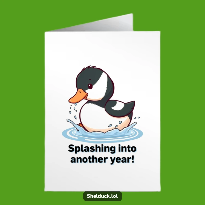 Playful Shelduck Birthday Card Free Printable: Splashy Fun Downloadable Gift