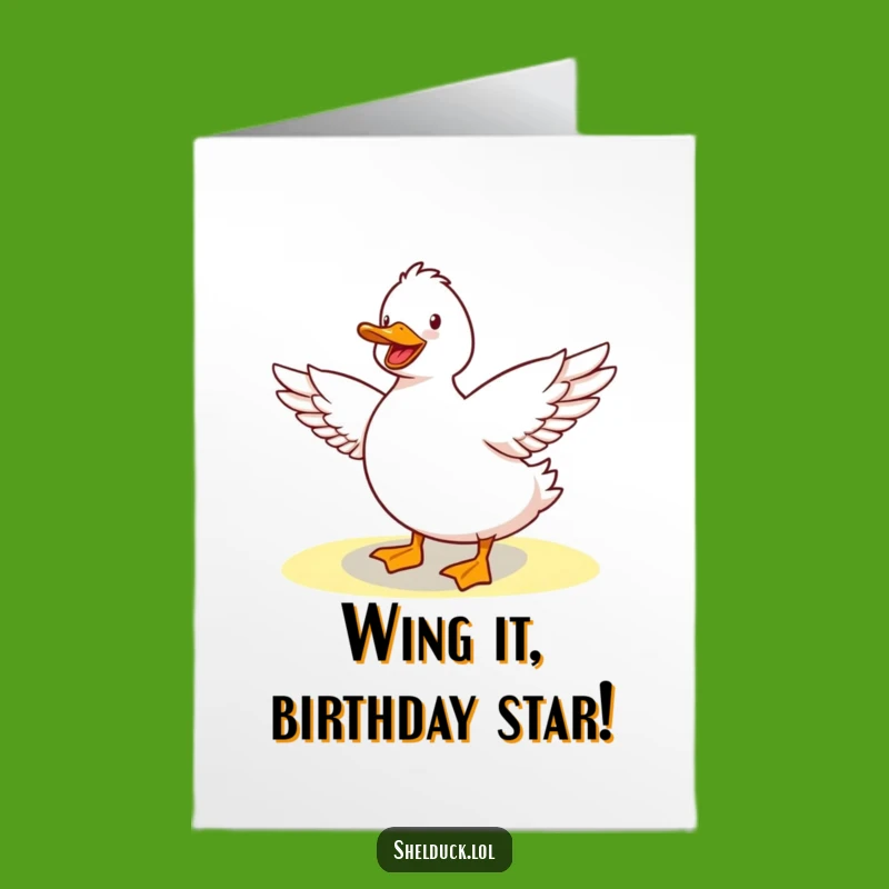 Free Printable Birthday Card: Shelduck Stretching in Sunshine - Funny Downloadable Gift