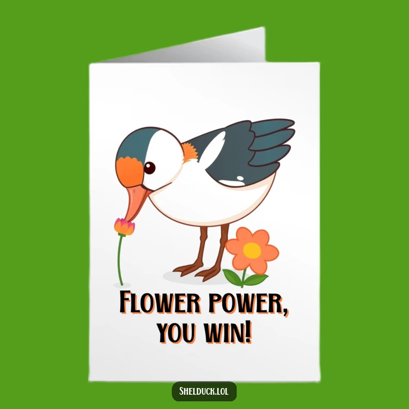 Free Printable Congrats Card: Shelduck Flower Peek, Hilarious Downloadable!