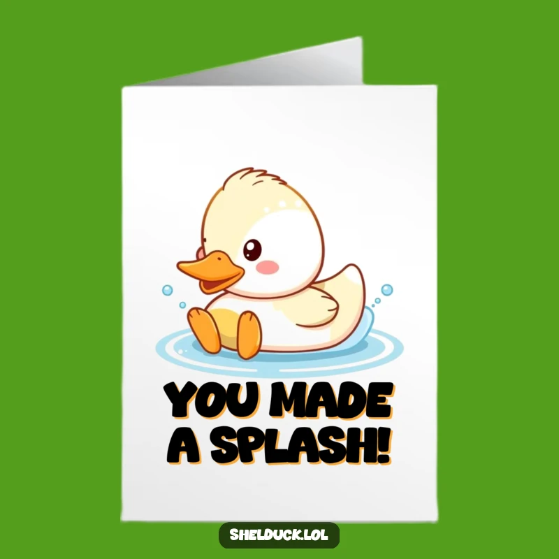 Free Printable Congrats Card: Splashing Shelduck, Celebrate Achievements Downloadable Gift