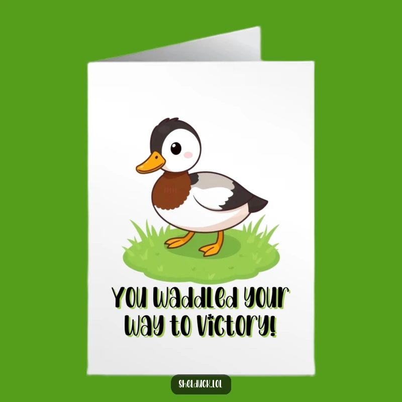 Free Printable Congrats Shelduck Card: Funny Waddling Celebration Downloadable
