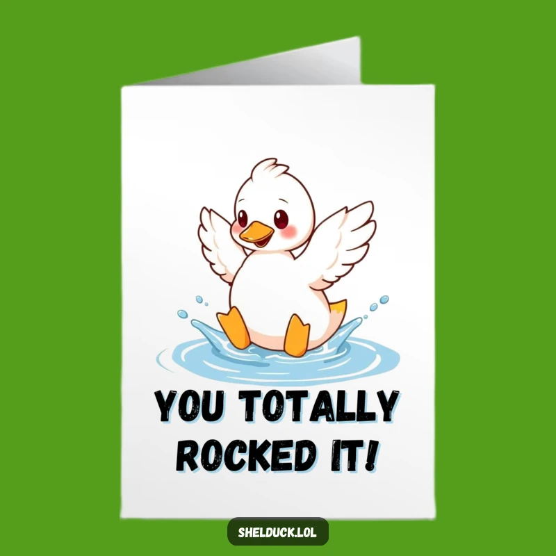 Free Printable Shelduck Congrats Card - Splashy Duck Downloadable Greeting for Wins