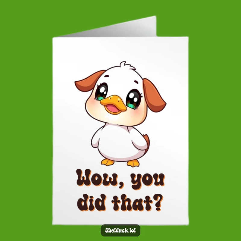 Free Printable Shelduck Congratulations Card: Curious Wide-Eyed Bird Downloadable Greeting for Surprise
