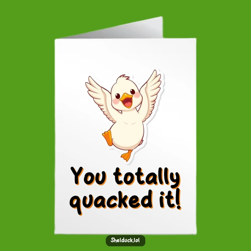 Free Printable Shelduck Congratulations Card: Funny Flapping Bird Downloadable Greeting for Victories