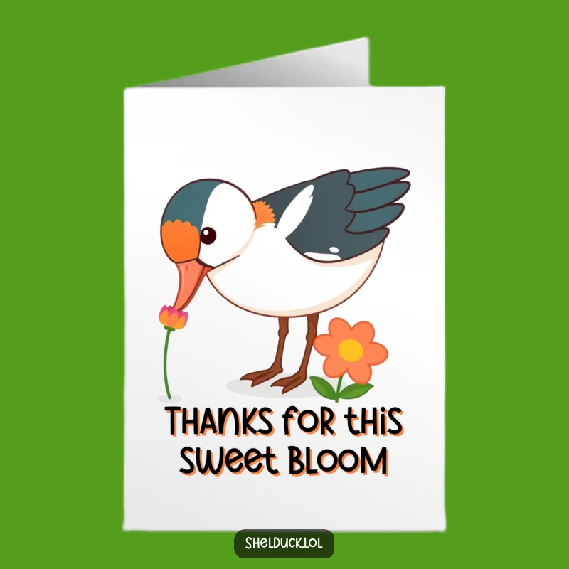 Funny Free Printable Thank You Card: Shelduck Flower Nibble, Hilarious Downloadable!