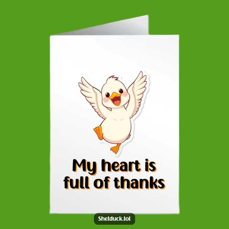 Free Printable Shelduck Thank You Card: Funny Flapping Bird Downloadable Greeting for Thanks