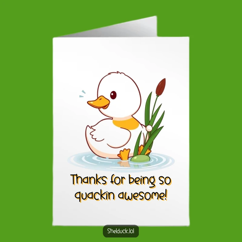 Free Printable Thank You Card: Cheerful Shelduck Pecks Reed, Humorous Downloadable Gratitude Gift