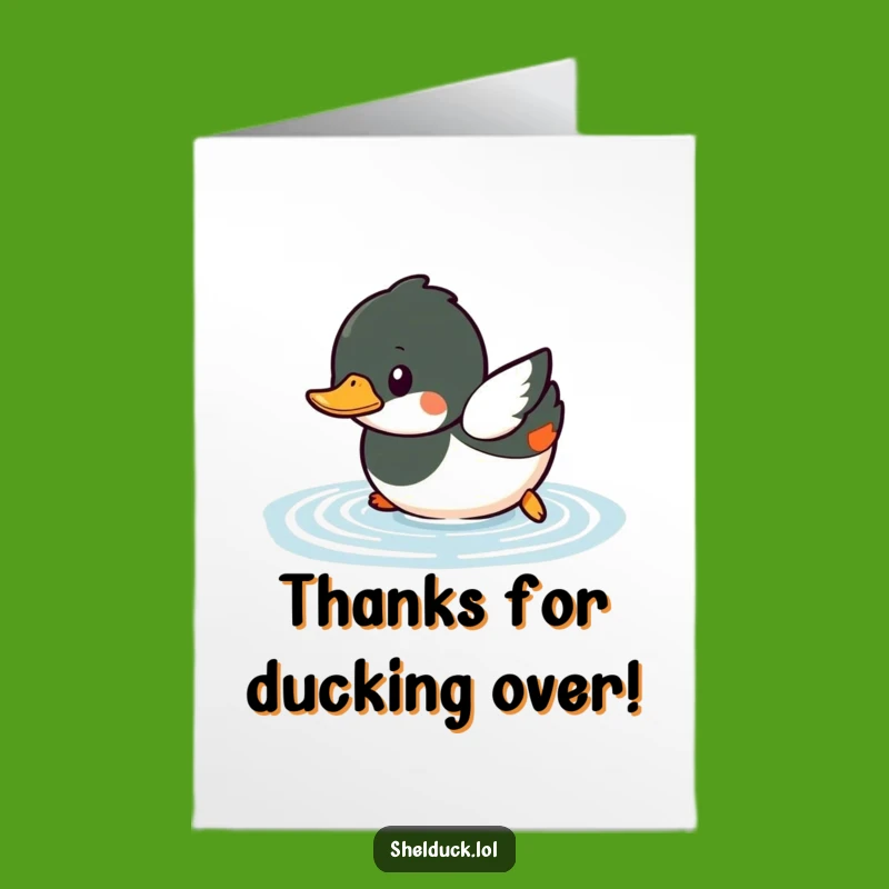 Free Printable Thank You Card: Diving Shelduck, Funny Downloadable Appreciation Gift