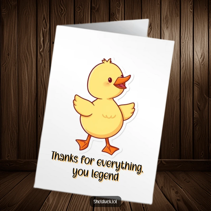 Funny Free Printable Thank You Card: A cheerful duckling waddling with gratitude, perfect for a heartwarming and humorous thank you.