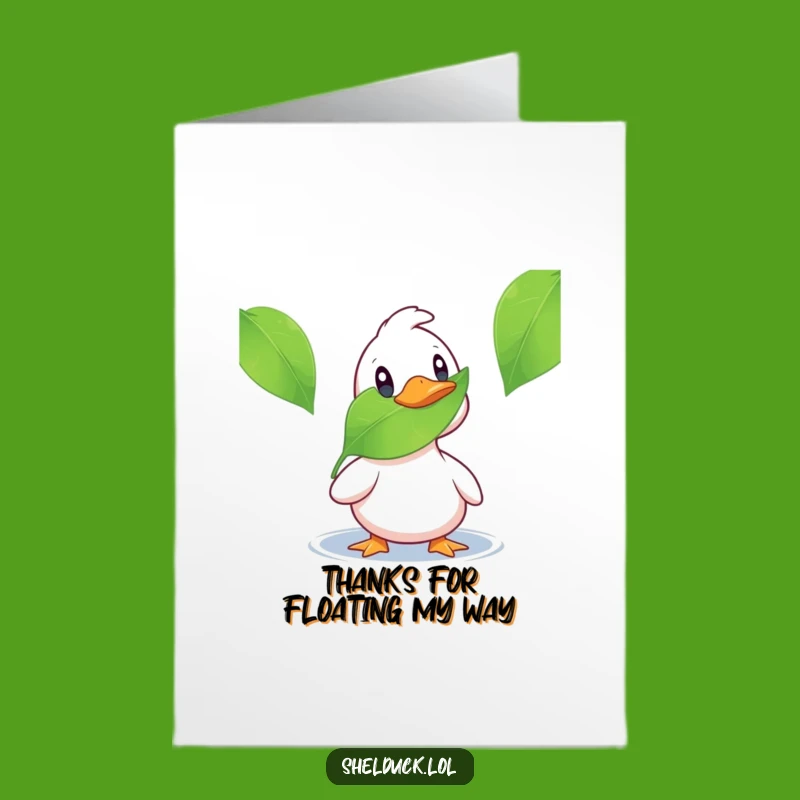 Funny Shelduck Thank You Card Free Printable: Leaf Surprise Greeting