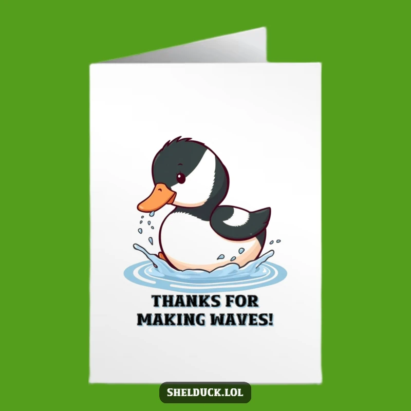 Funny Shelduck Thank You Card Free Printable: Splashy Gratitude Downloadable
