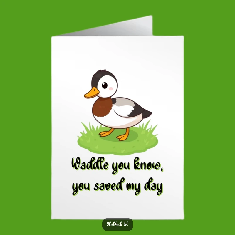 Free Printable Thank You Shelduck Card: Funny Waddling Appreciation Downloadable