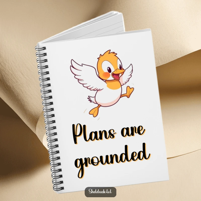 Funny Shelduck Notebook: Features a shelduck bird comically attempting short flight hops, ideal for journaling and embracing humorous perseverance.
