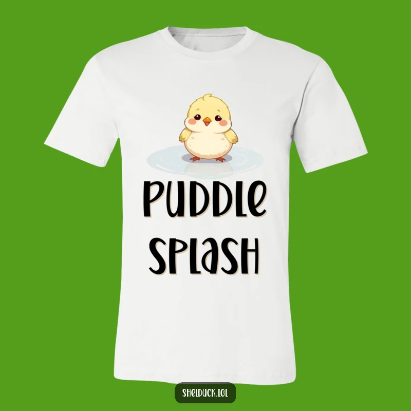 Funny Fluffy Bird Puddle Splash T-Shirt - Cute Round Bird Tee Gift