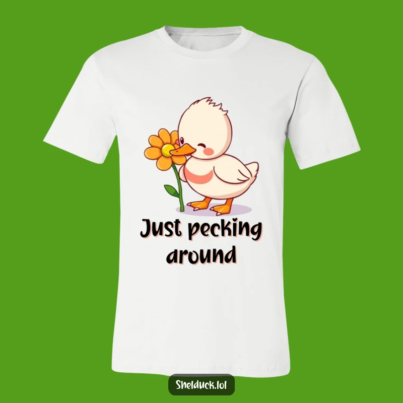 Funny Shelduck Flower Pecking Tee: Quirky and Hilarious Bird Design Gift
