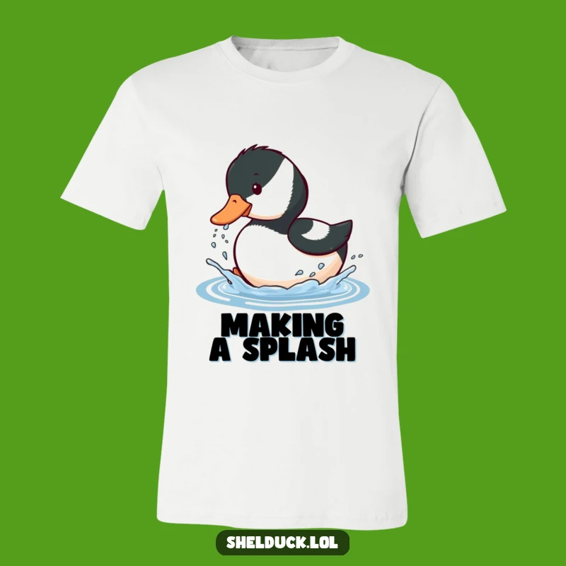 Funny Shelduck Splashing T-Shirt - Playful Bird Humor Tee for Gift