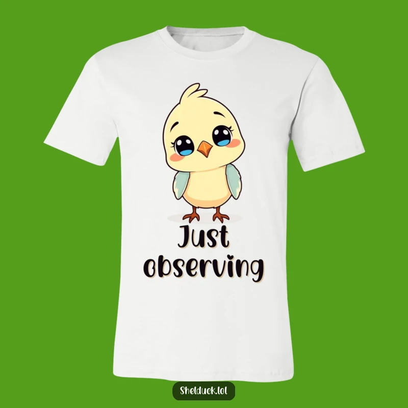 Funny Curious Bird T-Shirt - Comical Head Tilt Tee for Whimsical Personalities