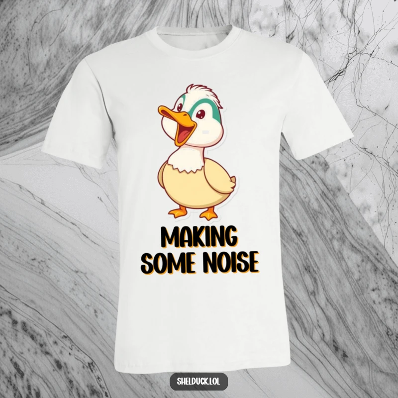 Funny Shelduck T-Shirt: A shelduck honks loudly with its beak wide open, conveying playful exuberance.